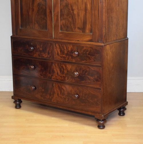 ANTIQUE VICTORIAN LINEN PRESS IN FLAME MAHOGANY - ADDITIONAL PHOTO 12