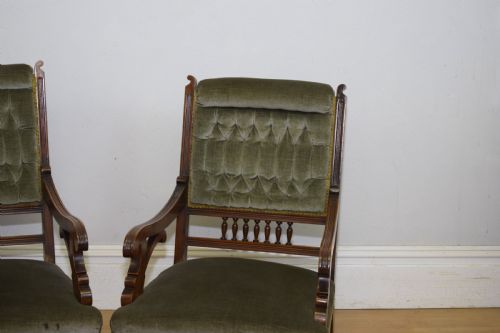 VICTORIAN WALNUT LADIES GENTS ARMCHAIRS - ADDITIONAL PHOTO 4