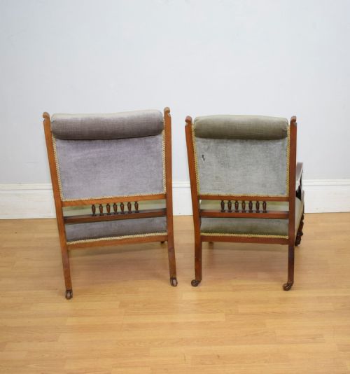 VICTORIAN WALNUT LADIES GENTS ARMCHAIRS - ADDITIONAL PHOTO 15