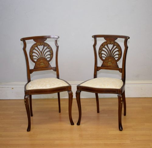 PAIR OF VICTORIAN INLAID MARQUETRY CHAIRS - ADDITIONAL PHOTO 3