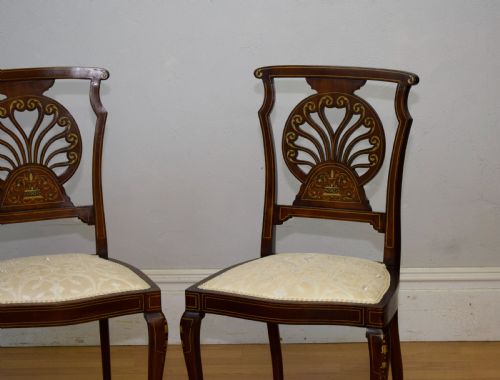 PAIR OF VICTORIAN INLAID MARQUETRY CHAIRS - ADDITIONAL PHOTO 4