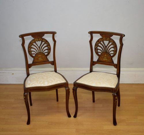 PAIR OF VICTORIAN INLAID MARQUETRY CHAIRS - ADDITIONAL PHOTO 7