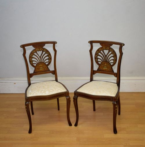 PAIR OF VICTORIAN INLAID MARQUETRY CHAIRS - ADDITIONAL PHOTO 9