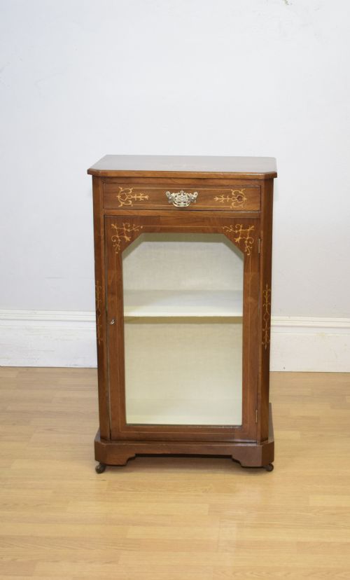 victorian walnut inlaid cabinet - CATEGORY: ANTIQUE CABINETS - DATED VICTORIAN