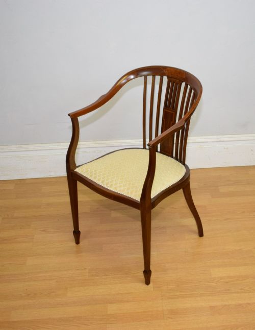 EDWARDIAN INLAID TUB CHAIR - ADDITIONAL PHOTO 1