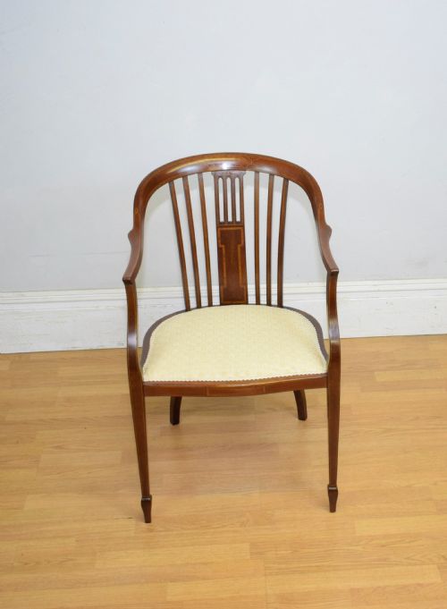 EDWARDIAN INLAID TUB CHAIR - ADDITIONAL PHOTO 2