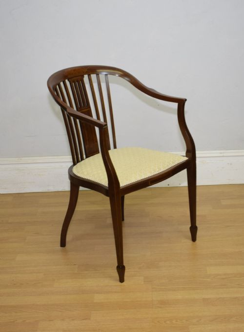 EDWARDIAN INLAID TUB CHAIR - ADDITIONAL PHOTO 7
