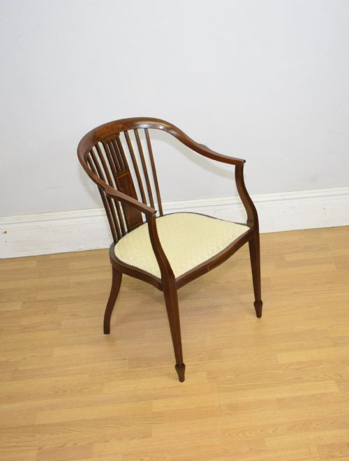 EDWARDIAN INLAID TUB CHAIR - ADDITIONAL PHOTO 8