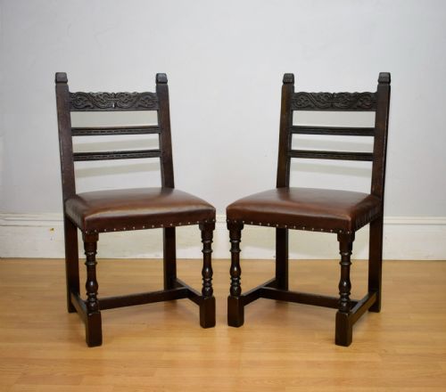 EARLY 20TH CENTURY PAIR OF OAK SIDE CHAIRS - ADDITIONAL PHOTO 3