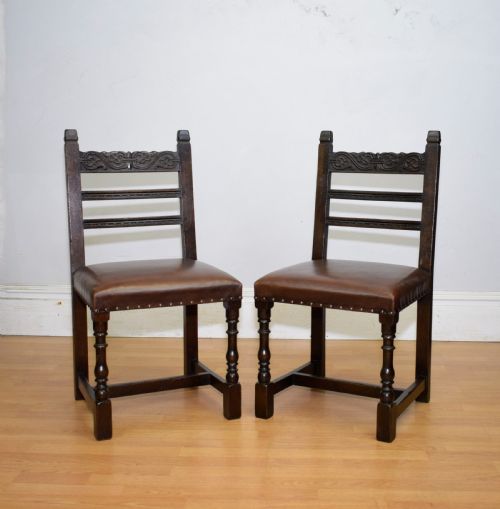 EARLY 20TH CENTURY PAIR OF OAK SIDE CHAIRS - ADDITIONAL PHOTO 4