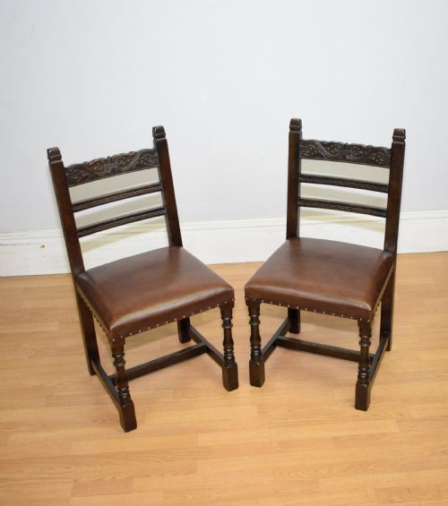 EARLY 20TH CENTURY PAIR OF OAK SIDE CHAIRS - ADDITIONAL PHOTO 11