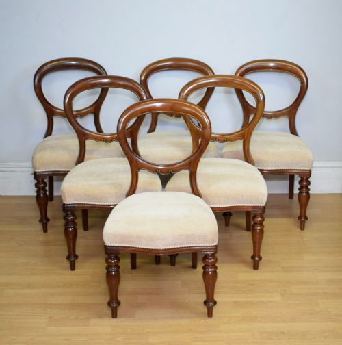 antique set of 6 victorian balloom back dining chairs - CATEGORY: ANTIQUE CHAIRS - DATED VICTORIAN