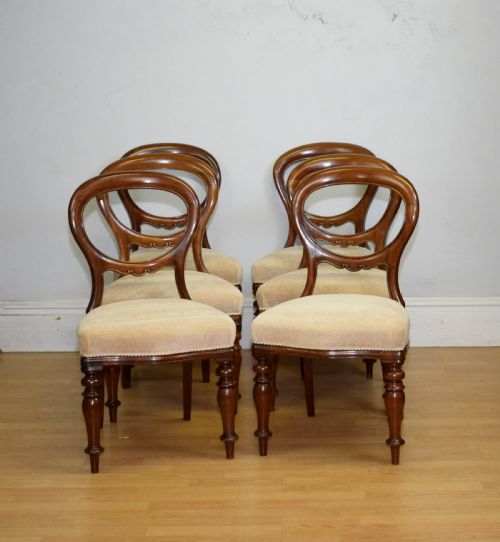 ANTIQUE SET OF 6 VICTORIAN BALLOOM BACK DINING CHAIRS - ADDITIONAL PHOTO 1
