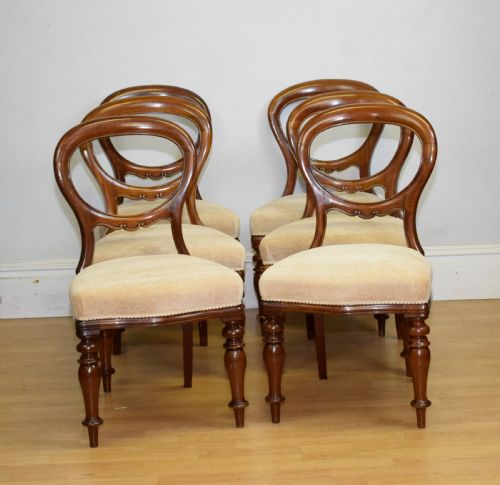 ANTIQUE SET OF 6 VICTORIAN BALLOOM BACK DINING CHAIRS - ADDITIONAL PHOTO 2