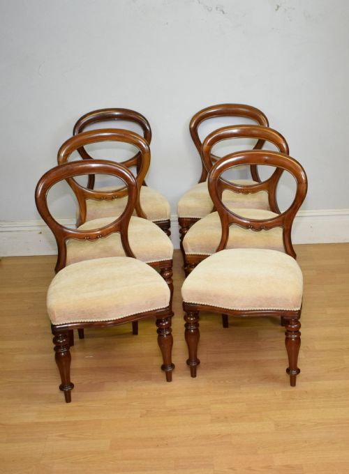 ANTIQUE SET OF 6 VICTORIAN BALLOOM BACK DINING CHAIRS - ADDITIONAL PHOTO 4