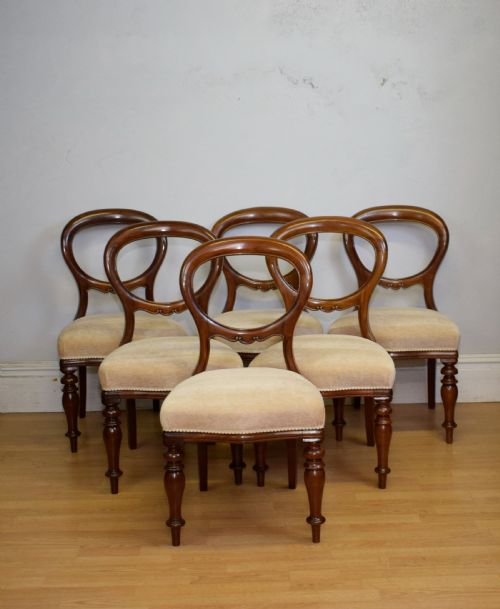 ANTIQUE SET OF 6 VICTORIAN BALLOOM BACK DINING CHAIRS - ADDITIONAL PHOTO 6