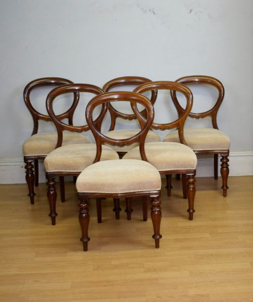 ANTIQUE SET OF 6 VICTORIAN BALLOOM BACK DINING CHAIRS - ADDITIONAL PHOTO 8