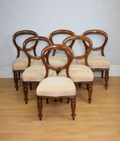ANTIQUE SET OF 6 VICTORIAN BALLOOM BACK DINING CHAIRS - ADDITIONAL PHOTO 9