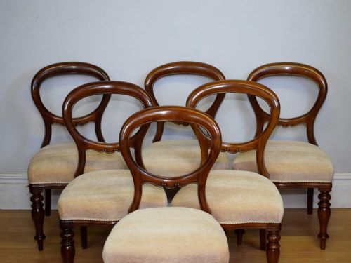 ANTIQUE SET OF 6 VICTORIAN BALLOOM BACK DINING CHAIRS - ADDITIONAL PHOTO 11
