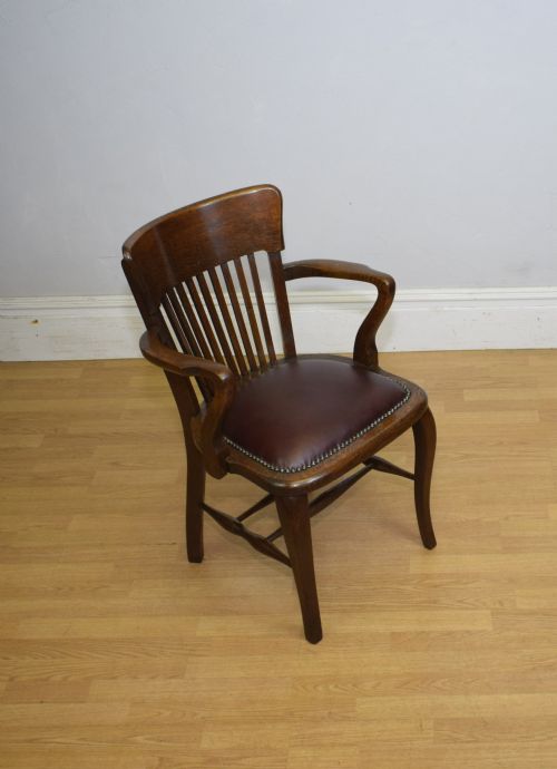 edwardian oak desk armchair - CATEGORY: ANTIQUE CHAIRS - DATED EDWARDIAN