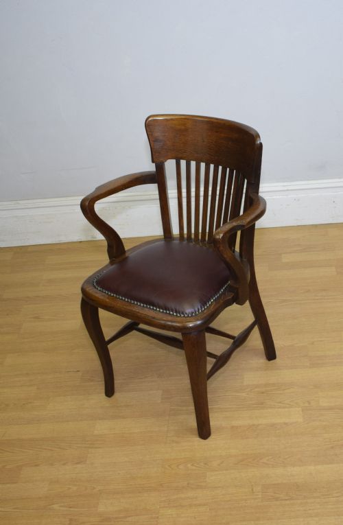 EDWARDIAN OAK DESK ARMCHAIR - ADDITIONAL PHOTO 1