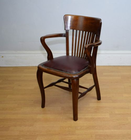 EDWARDIAN OAK DESK ARMCHAIR - ADDITIONAL PHOTO 10