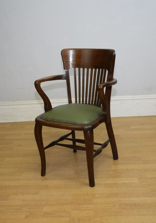 EDWARDIAN OAK DESK ARMCHAIR - ADDITIONAL PHOTO 1