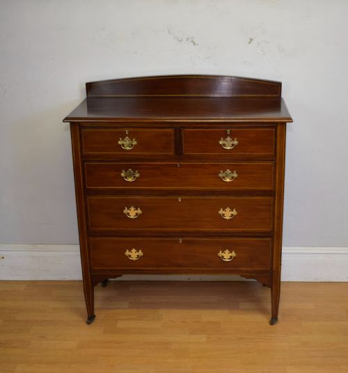 EDWARDIAN MAHOGANY INLAID CHEST OF DRAWERS - ADDITIONAL PHOTO 1