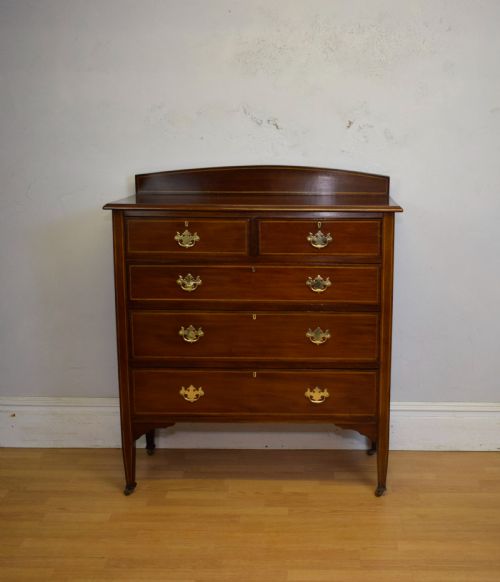 EDWARDIAN MAHOGANY INLAID CHEST OF DRAWERS - ADDITIONAL PHOTO 2