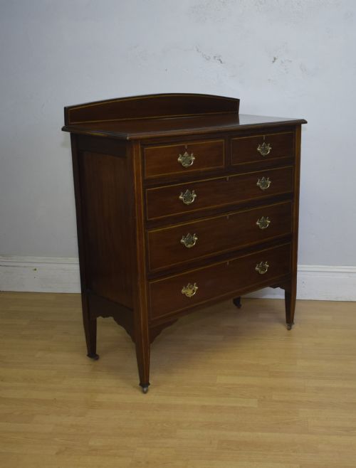 EDWARDIAN MAHOGANY INLAID CHEST OF DRAWERS - ADDITIONAL PHOTO 7