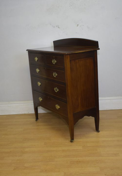 EDWARDIAN MAHOGANY INLAID CHEST OF DRAWERS - ADDITIONAL PHOTO 9