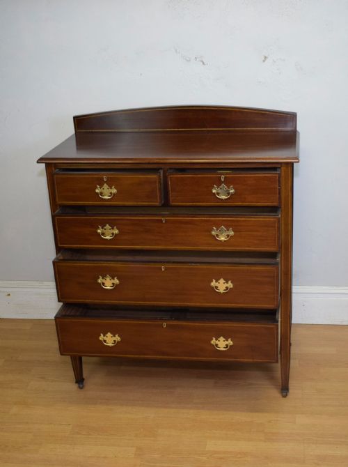 EDWARDIAN MAHOGANY INLAID CHEST OF DRAWERS - ADDITIONAL PHOTO 14