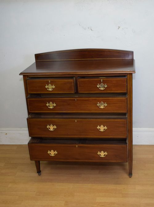 EDWARDIAN MAHOGANY INLAID CHEST OF DRAWERS - ADDITIONAL PHOTO 15