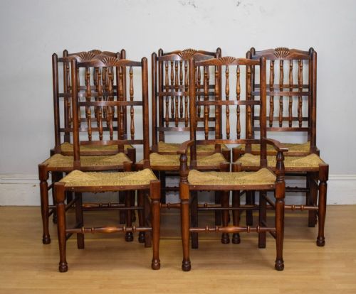 early 20th century set of 8 spindle back dining kitchen chairs - CATEGORY: ANTIQUE CHAIRS - DATED 1930