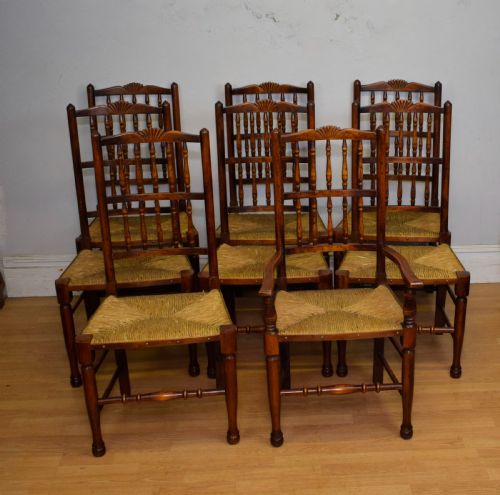 EARLY 20TH CENTURY SET OF 8 SPINDLE BACK DINING KITCHEN CHAIRS - ADDITIONAL PHOTO 1