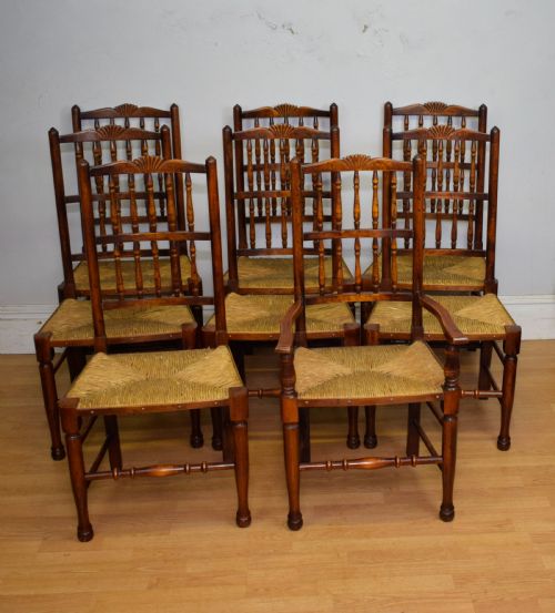 EARLY 20TH CENTURY SET OF 8 SPINDLE BACK DINING KITCHEN CHAIRS - ADDITIONAL PHOTO 2