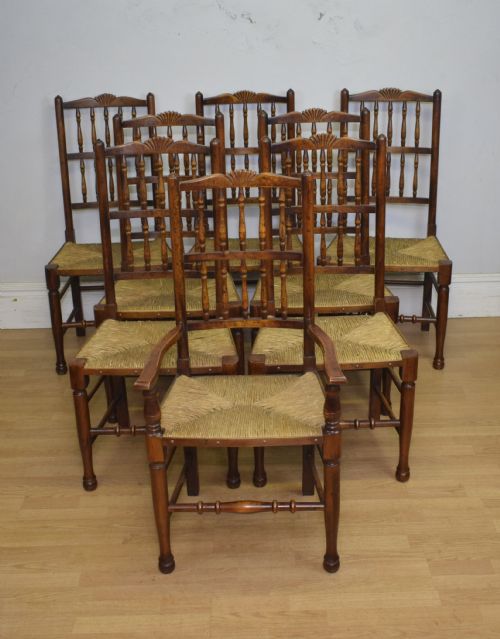 EARLY 20TH CENTURY SET OF 8 SPINDLE BACK DINING KITCHEN CHAIRS - ADDITIONAL PHOTO 3