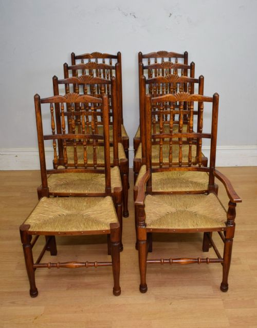 EARLY 20TH CENTURY SET OF 8 SPINDLE BACK DINING KITCHEN CHAIRS - ADDITIONAL PHOTO 5