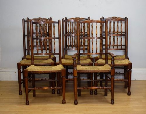 EARLY 20TH CENTURY SET OF 8 SPINDLE BACK DINING KITCHEN CHAIRS - ADDITIONAL PHOTO 6