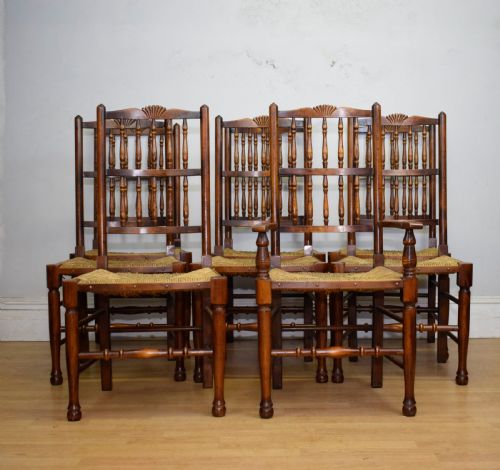 EARLY 20TH CENTURY SET OF 8 SPINDLE BACK DINING KITCHEN CHAIRS - ADDITIONAL PHOTO 7