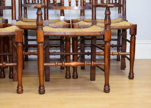 EARLY 20TH CENTURY SET OF 8 SPINDLE BACK DINING KITCHEN CHAIRS - ADDITIONAL PHOTO 8