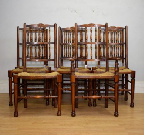 EARLY 20TH CENTURY SET OF 8 SPINDLE BACK DINING KITCHEN CHAIRS - ADDITIONAL PHOTO 9