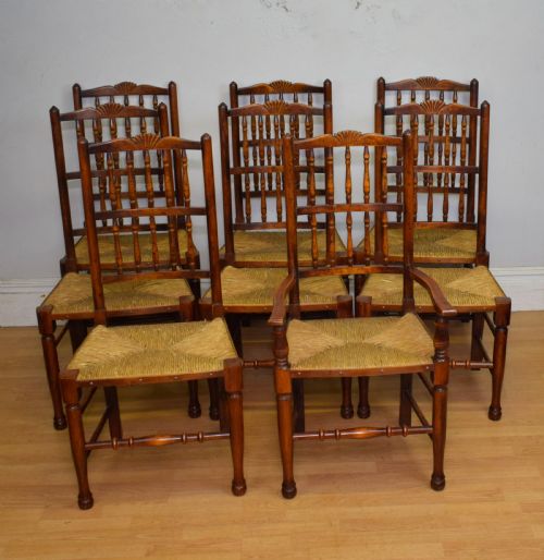 EARLY 20TH CENTURY SET OF 8 SPINDLE BACK DINING KITCHEN CHAIRS - ADDITIONAL PHOTO 10