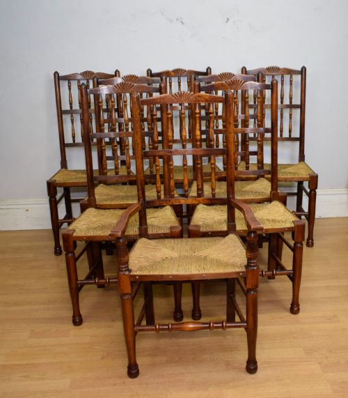 EARLY 20TH CENTURY SET OF 8 SPINDLE BACK DINING KITCHEN CHAIRS - ADDITIONAL PHOTO 11