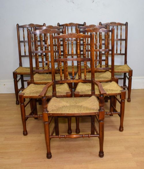 EARLY 20TH CENTURY SET OF 8 SPINDLE BACK DINING KITCHEN CHAIRS - ADDITIONAL PHOTO 12