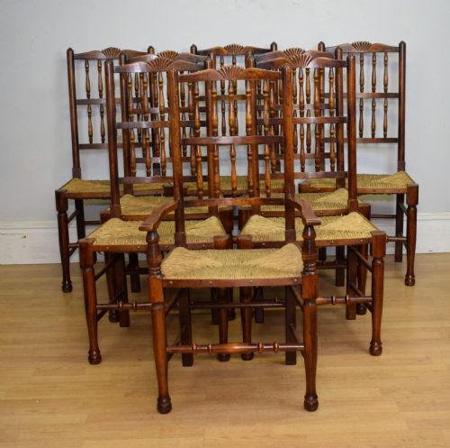 EARLY 20TH CENTURY SET OF 8 SPINDLE BACK DINING KITCHEN CHAIRS - ADDITIONAL PHOTO 13