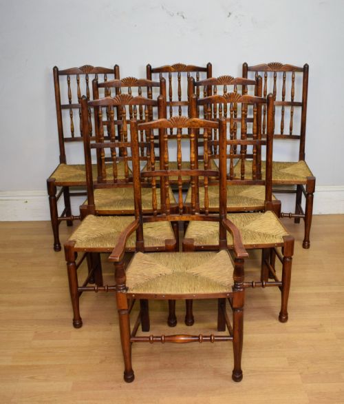 EARLY 20TH CENTURY SET OF 8 SPINDLE BACK DINING KITCHEN CHAIRS - ADDITIONAL PHOTO 14