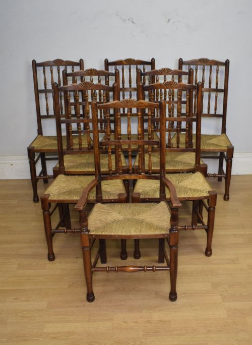 EARLY 20TH CENTURY SET OF 8 SPINDLE BACK DINING KITCHEN CHAIRS - ADDITIONAL PHOTO 15