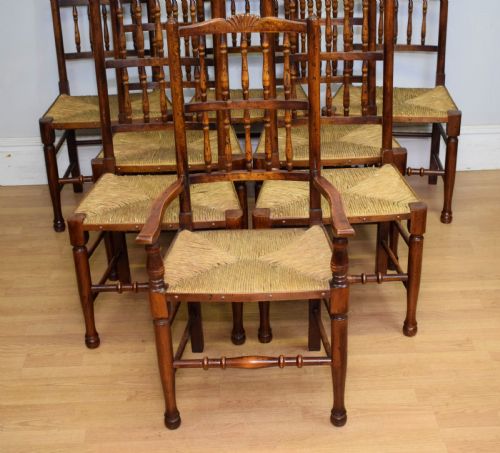 EARLY 20TH CENTURY SET OF 8 SPINDLE BACK DINING KITCHEN CHAIRS - ADDITIONAL PHOTO 16