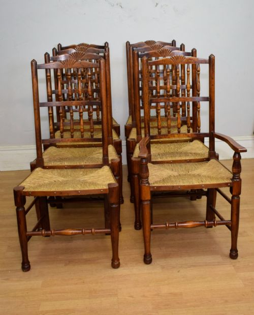 EARLY 20TH CENTURY SET OF 8 SPINDLE BACK DINING KITCHEN CHAIRS - ADDITIONAL PHOTO 17